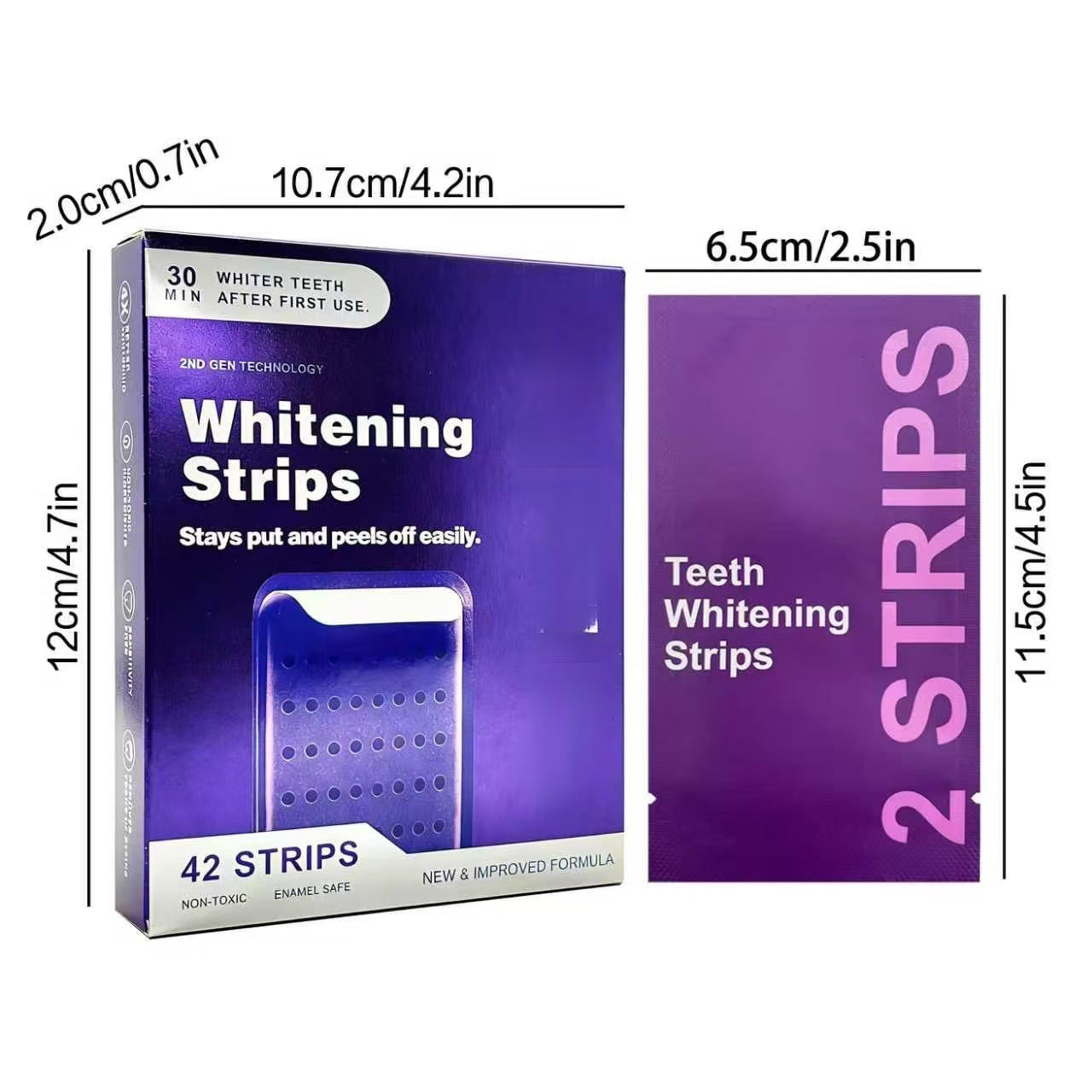 Cross-border V34 Purple Dental Strips Whitening Strips Whitening Strips for Yellowing and Whitening Cleaning Brightening