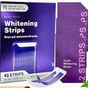 Cross-border V34 Purple Dental Strips Whitening Strips Whitening Strips for Yellowing and Whitening Cleaning Brightening